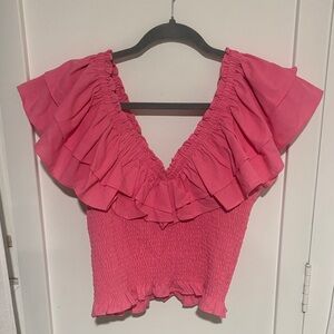 Lush Pink Ruffled Blouse size large